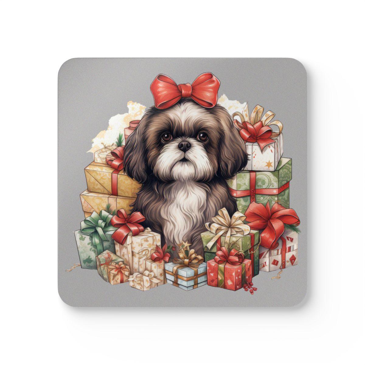 Christmas Gifts Shih Tzu Corkwood Coaster Set - Shih Tzu Gifts