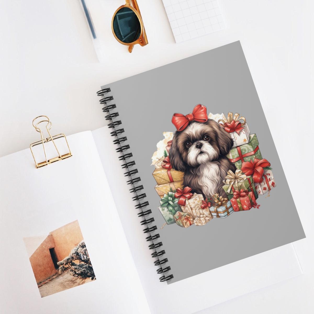 Christmas Gifts Shih Tzu Spiral Notebook Ruled Line - Shih Tzu Gifts