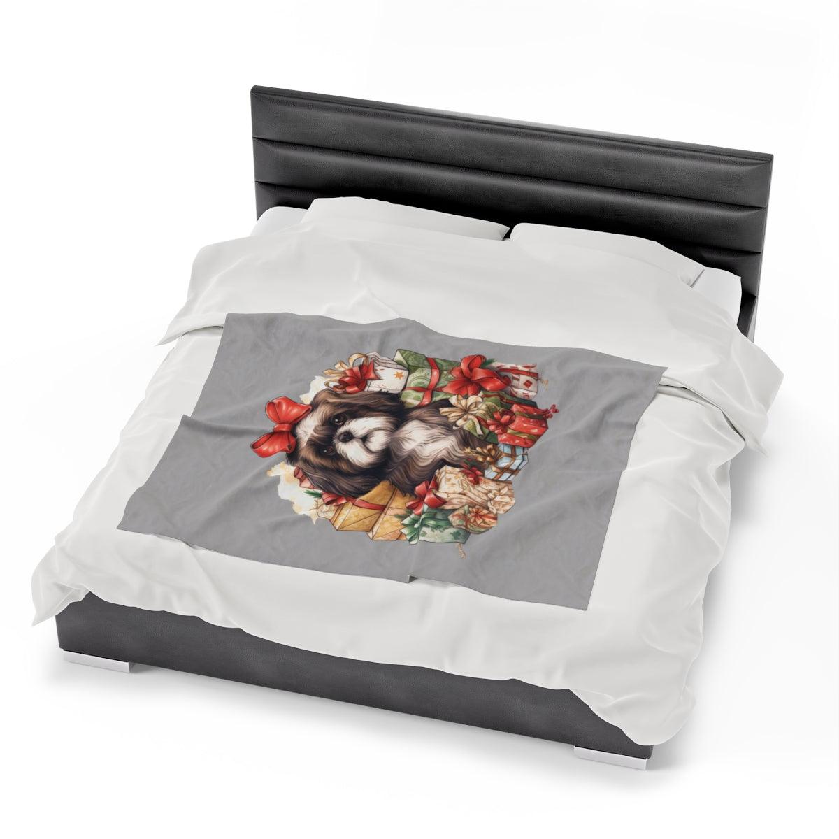 Christmas Gifts Shih Tzu Velveteen Plush Blanket - Shih Tzu Gifts