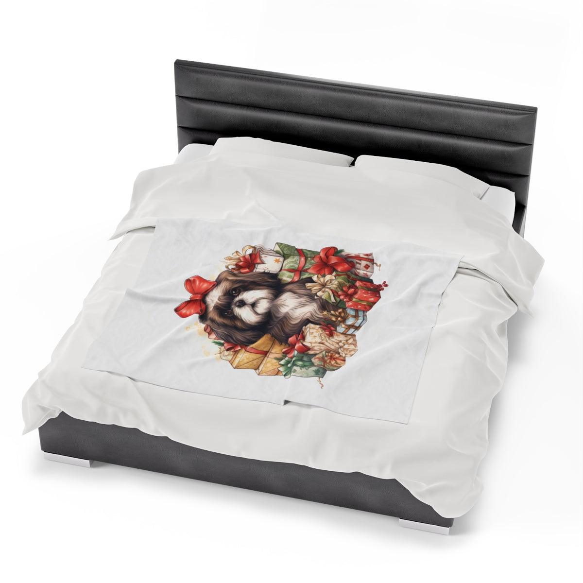 Christmas Gifts Shih Tzu Velveteen Plush Blanket - Shih Tzu Gifts