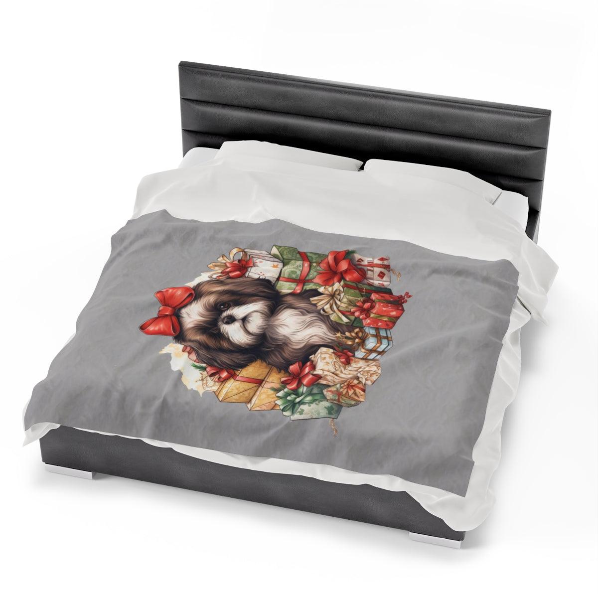 Christmas Gifts Shih Tzu Velveteen Plush Blanket - Shih Tzu Gifts