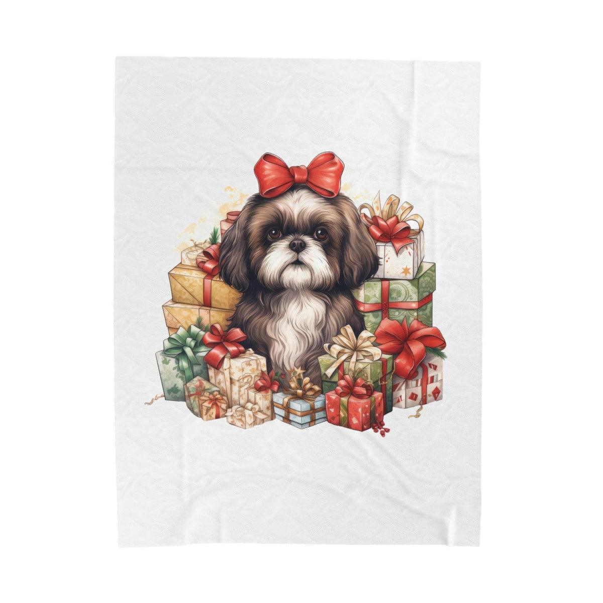 Christmas Gifts Shih Tzu Velveteen Plush Blanket - Shih Tzu Gifts