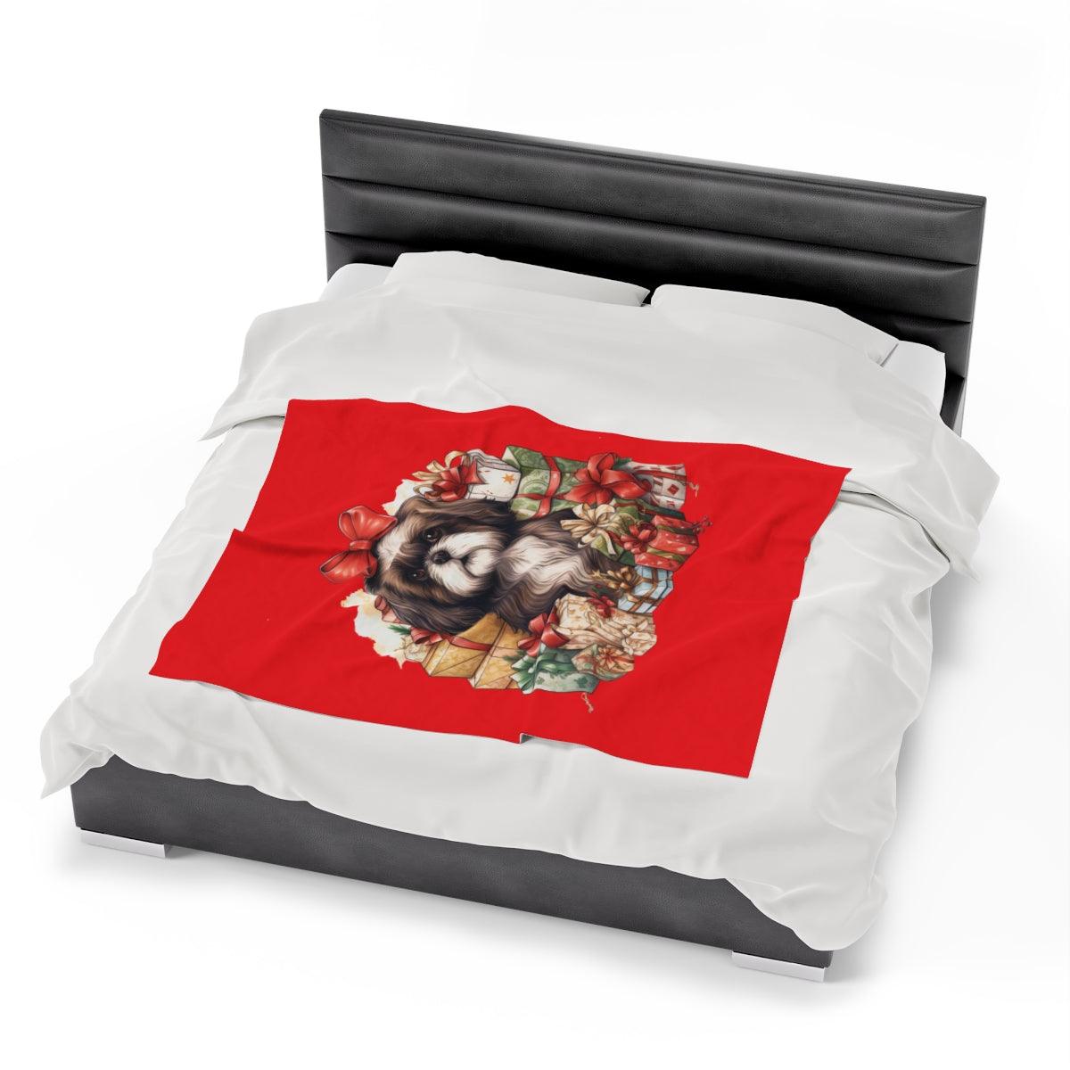 Christmas Gifts Shih Tzu Velveteen Plush Blanket - Shih Tzu Gifts