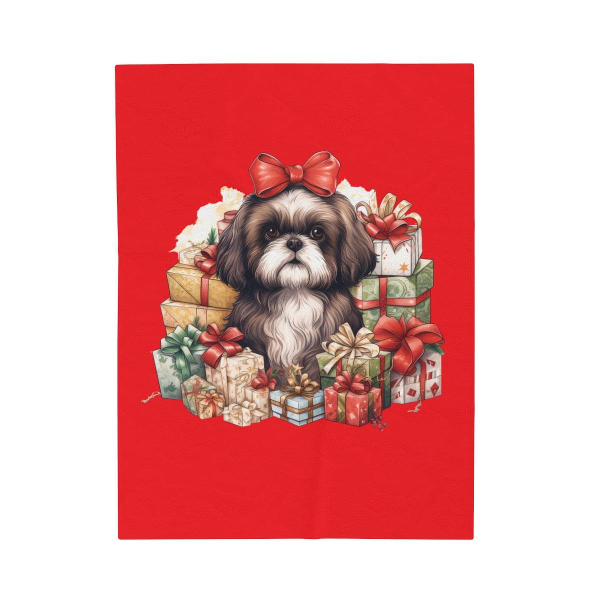 Christmas Gifts Shih Tzu Velveteen Plush Blanket - Shih Tzu Gifts