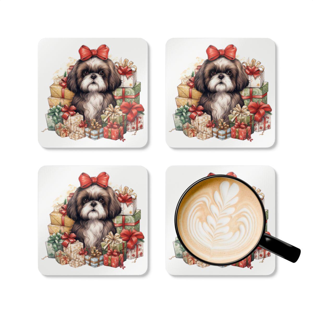 Christmas Gifts Shih Tzu Corkwood Coaster Set - Shih Tzu Gifts