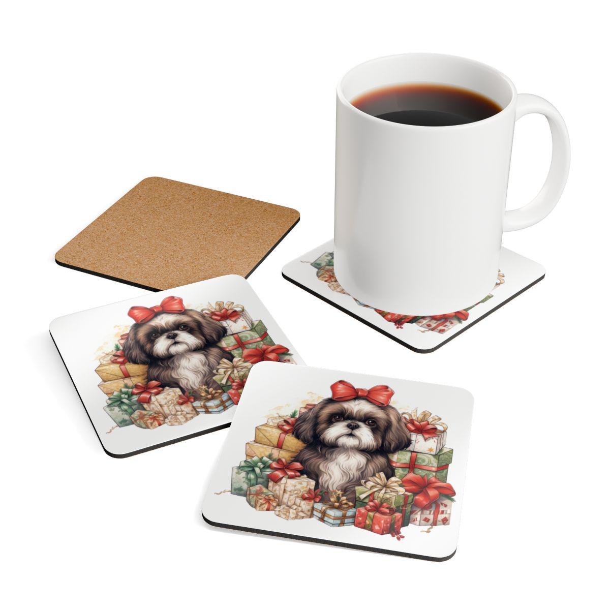 Christmas Gifts Shih Tzu Corkwood Coaster Set - Shih Tzu Gifts