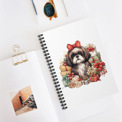 Christmas Gifts Shih Tzu Spiral Notebook Ruled Line - Shih Tzu Gifts