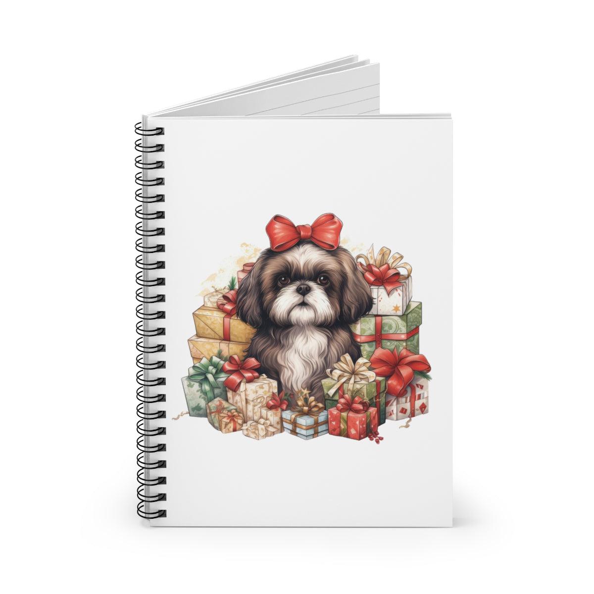 Christmas Gifts Shih Tzu Spiral Notebook Ruled Line - Shih Tzu Gifts