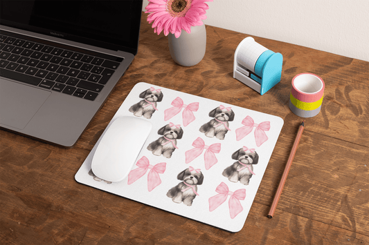 Shih Tzu with Pink Bows Mouse Pad – Cute Gift for Dog Lovers