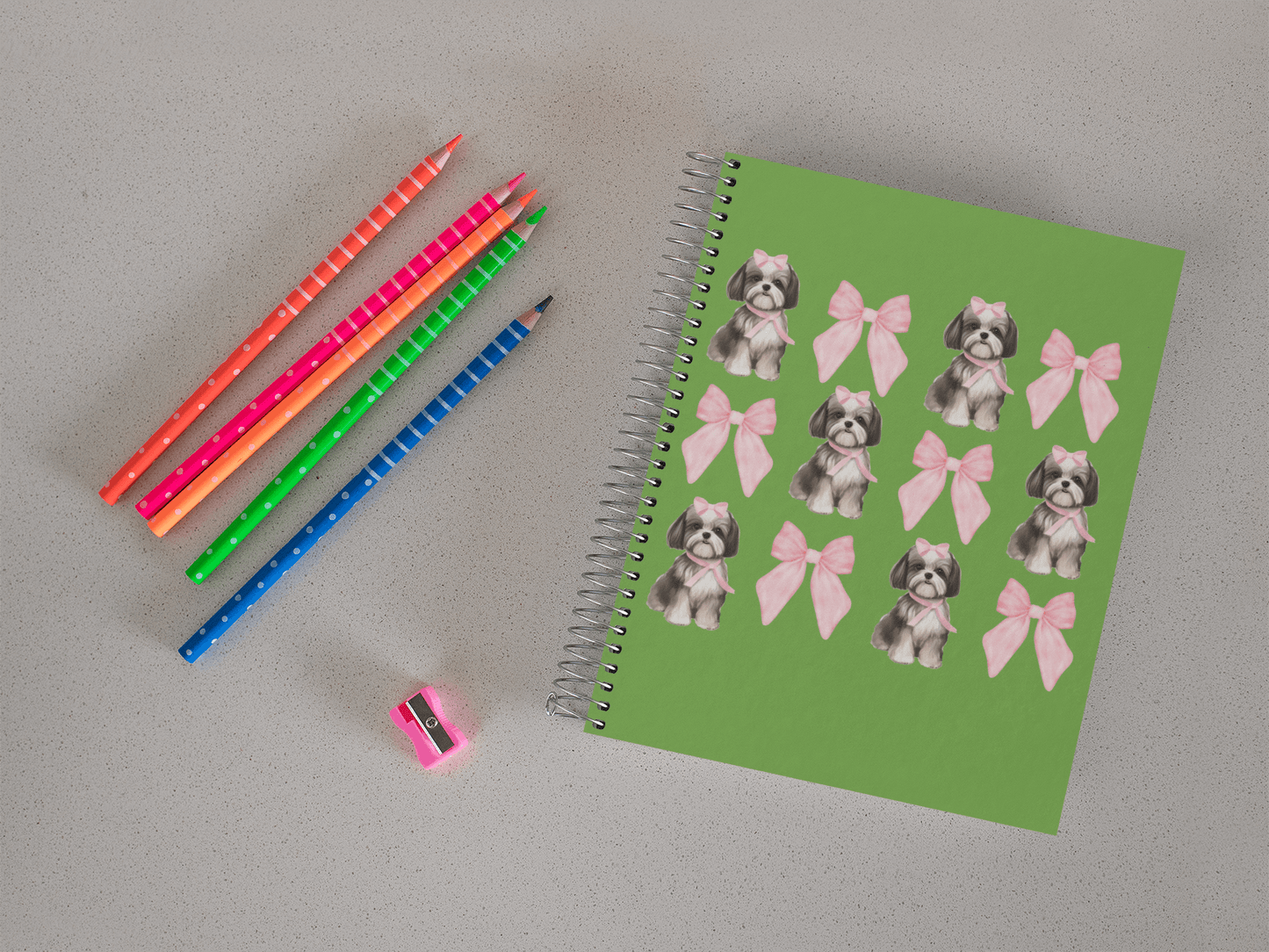 Shih Tzu with Pink Bows Spiral Notebook – Cute Gift for Shih Tzu Lovers