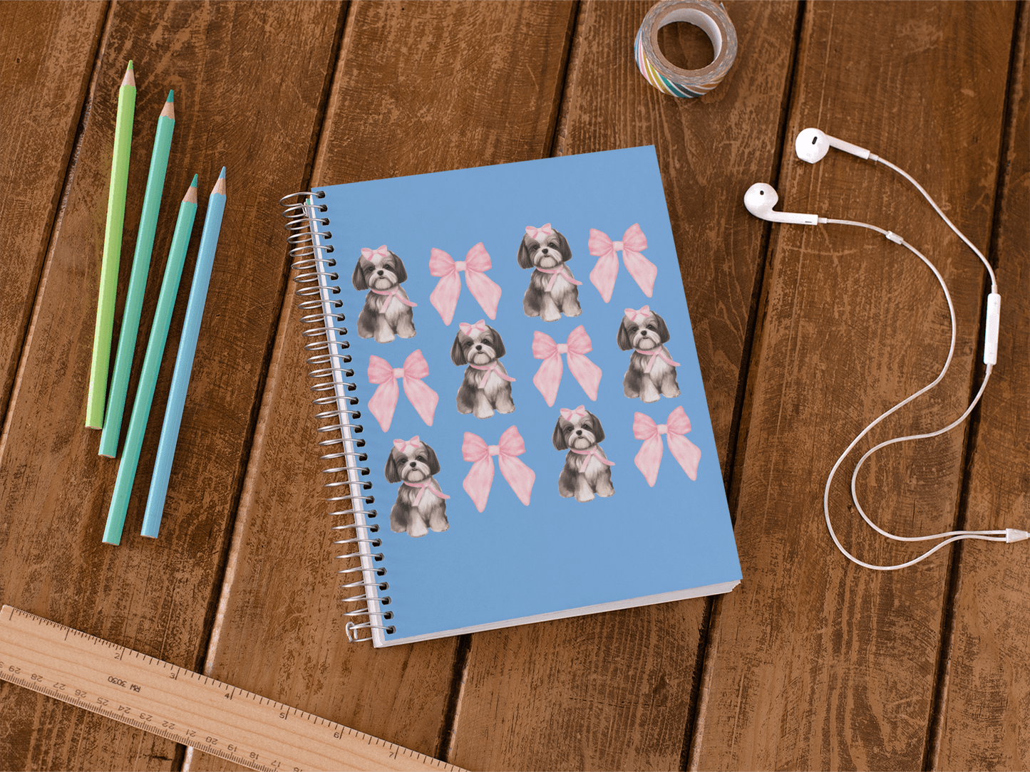 Shih Tzu with Pink Bows Spiral Notebook – Cute Gift for Shih Tzu Lovers