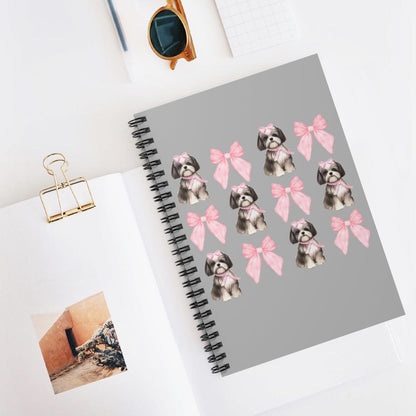 Shih Tzu with Pink Bows Spiral Notebook – Cute Gift for Shih Tzu Lovers