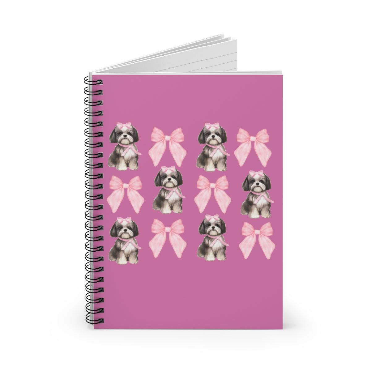 Shih Tzu with Pink Bows Spiral Notebook – Cute Gift for Shih Tzu Lovers