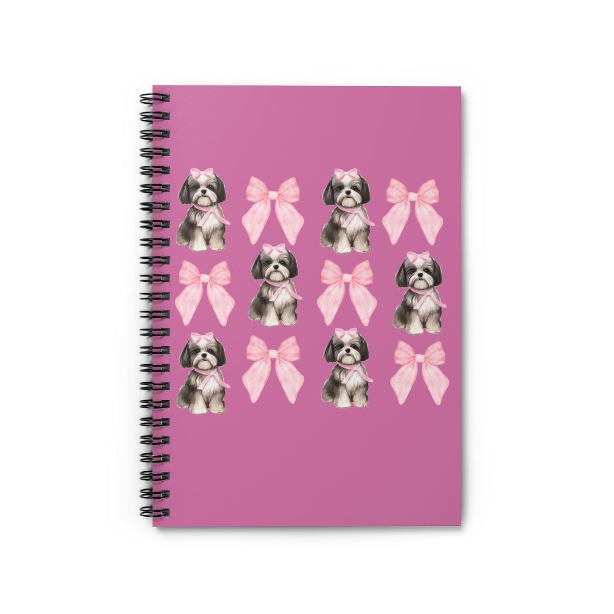 Shih Tzu with Pink Bows Spiral Notebook – Cute Gift for Shih Tzu Lovers