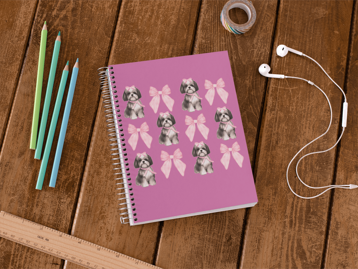 Shih Tzu with Pink Bows Spiral Notebook – Cute Gift for Shih Tzu Lovers