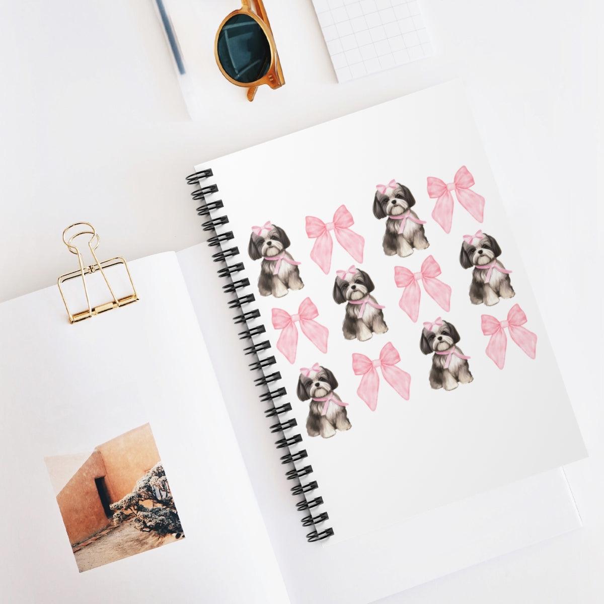 Shih Tzu with Pink Bows Spiral Notebook – Cute Gift for Shih Tzu Lovers