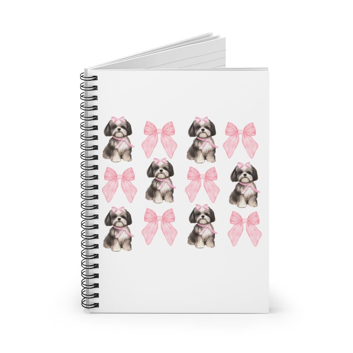 Shih Tzu with Pink Bows Spiral Notebook – Cute Gift for Shih Tzu Lovers