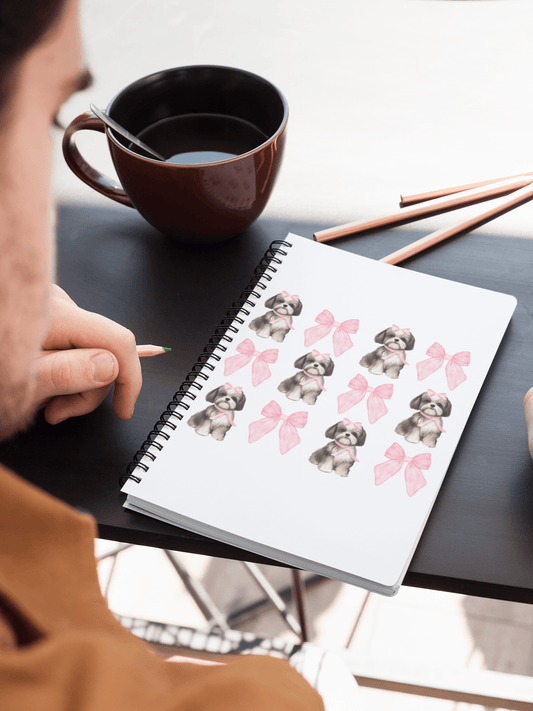 Shih Tzu with Pink Bows Spiral Notebook – Cute Gift for Shih Tzu Lovers