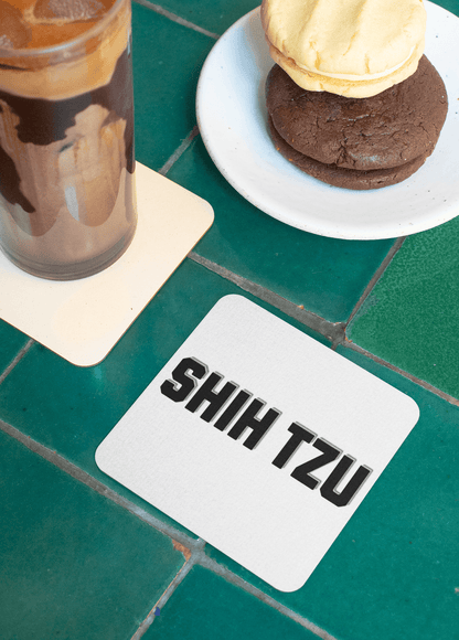 Shih Tzu Text Coaster Set – Unique Gift for Shih Tzu Dog Lovers